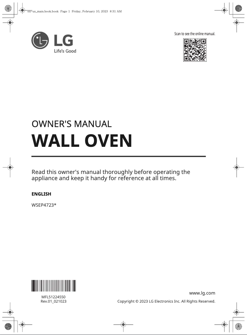 Page n°1 - Manuel utilisateur LG WSEP4723D