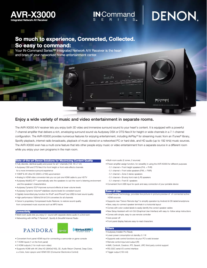 Image de la première page du manuel de l'appareil AVR-X3000