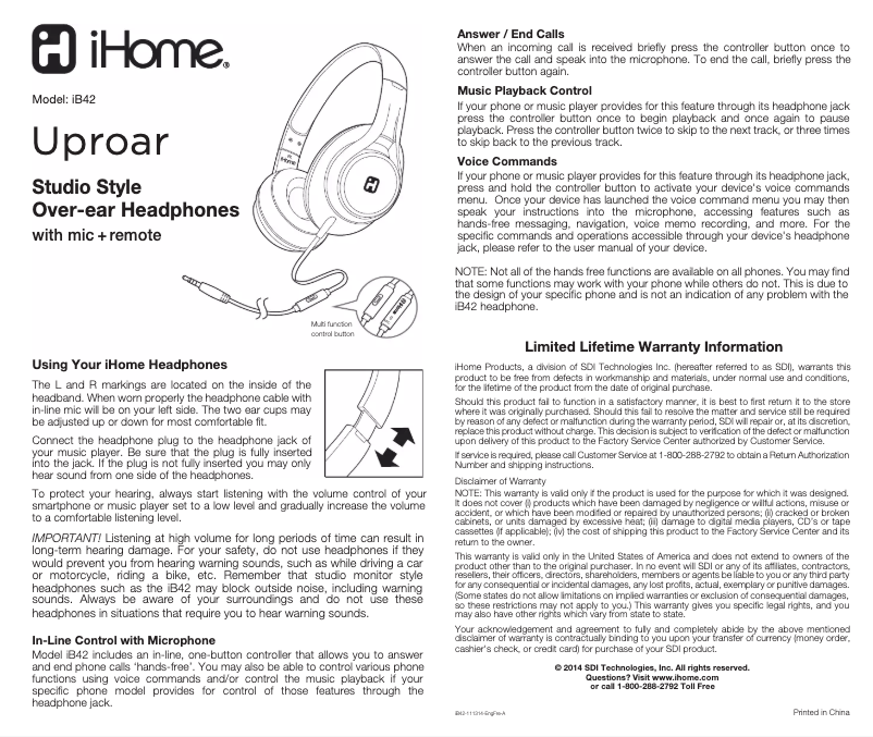 Página 1 del manual Manual de usuario iHome Uproar iB42