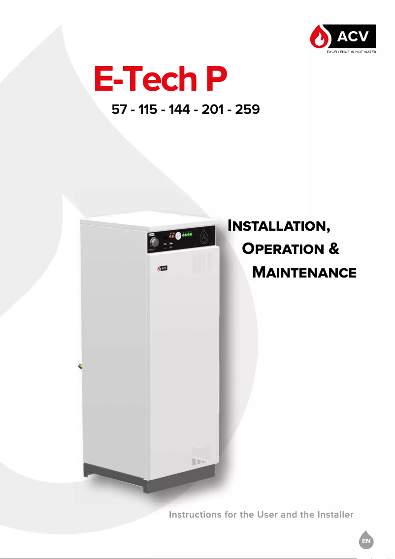 Page n°1 - Manuel utilisateur ACV E-Tech P 259