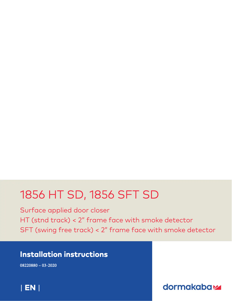 Page 1 de la notice Manuel utilisateur Dormakaba 1856 HT SD