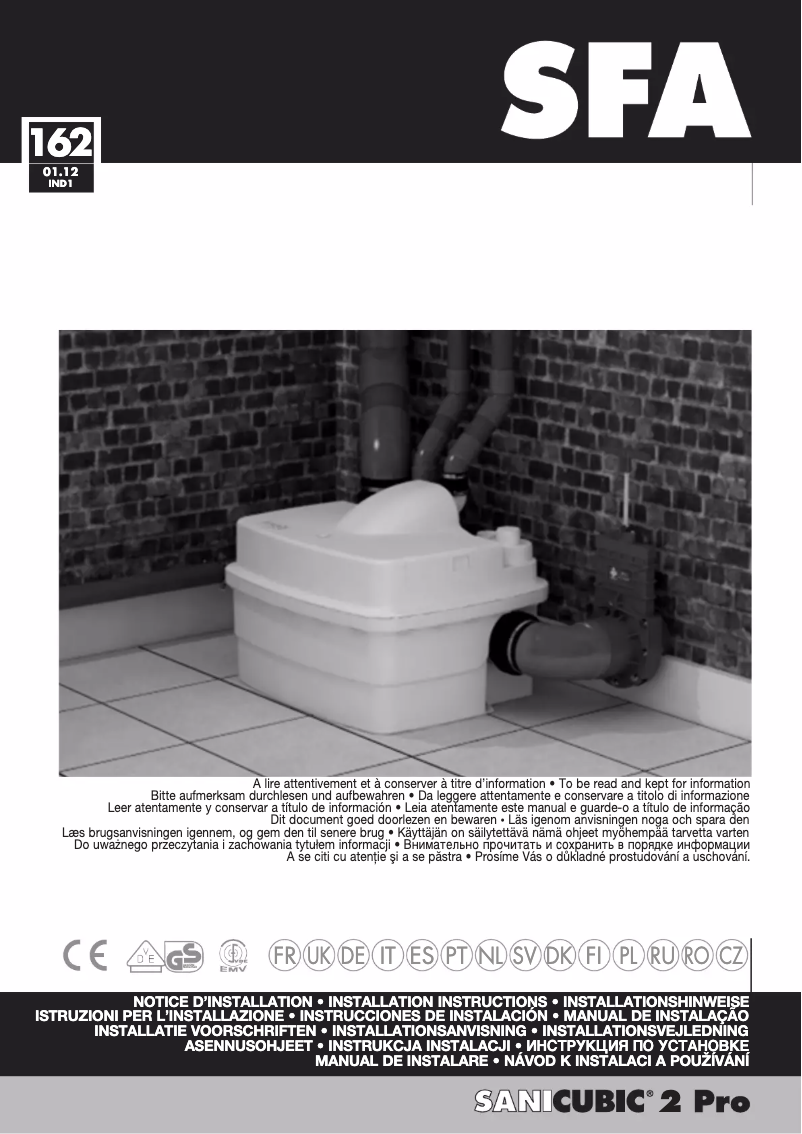 Image de la première page du manuel de l'appareil Sanicubic 2 Pro Expert-line