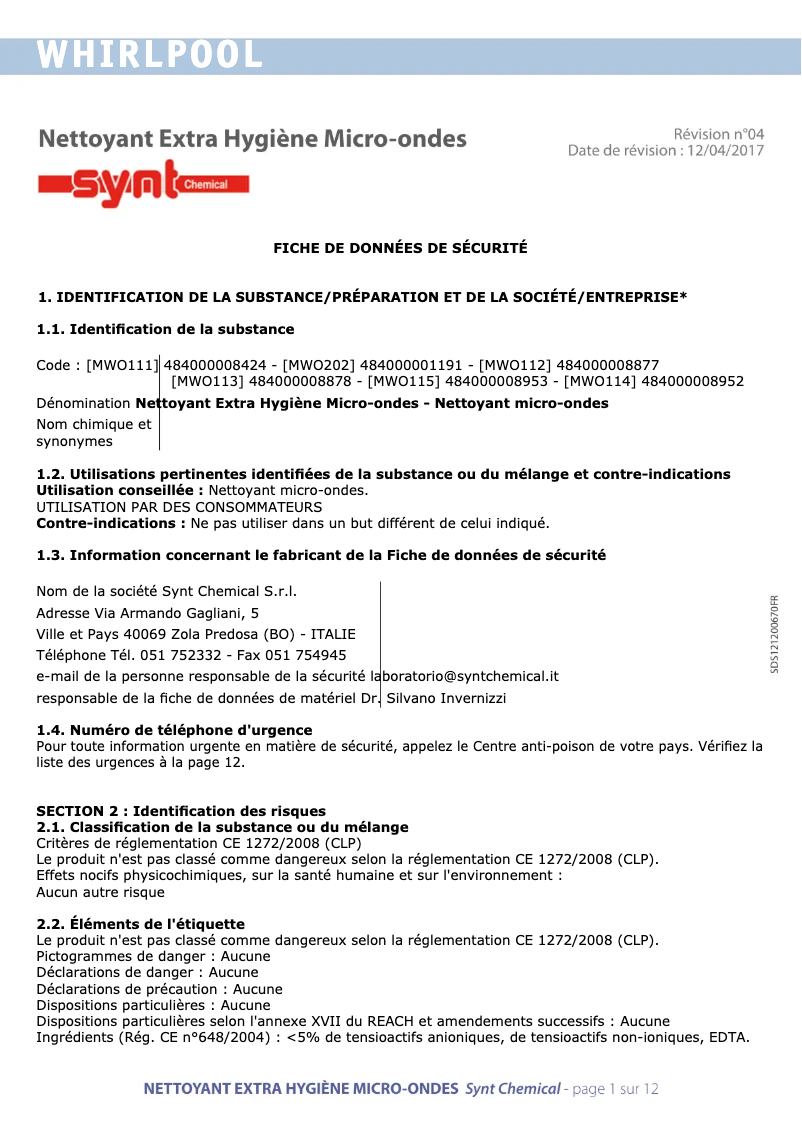 Image de la première page du manuel de l'appareil MWO111