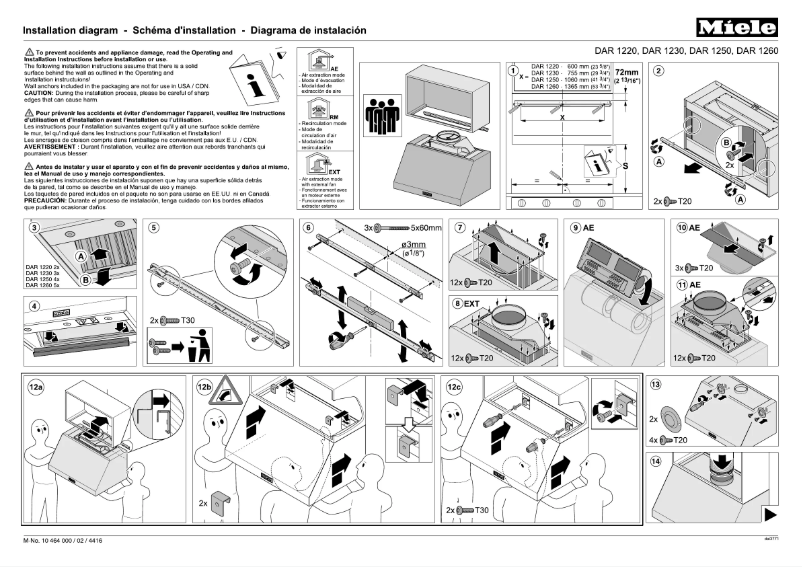 Page 1 de la notice Guide d'installation Miele DAR 1120