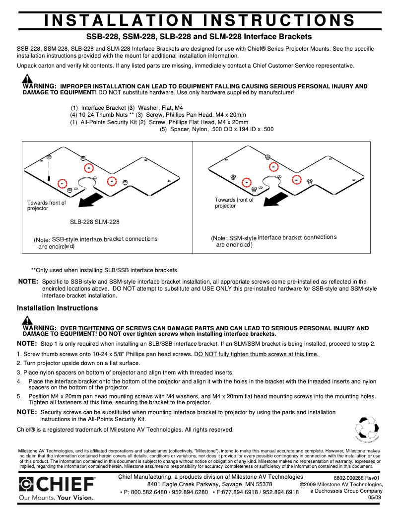 Page 1 de la notice Manuel utilisateur Chief RPA228