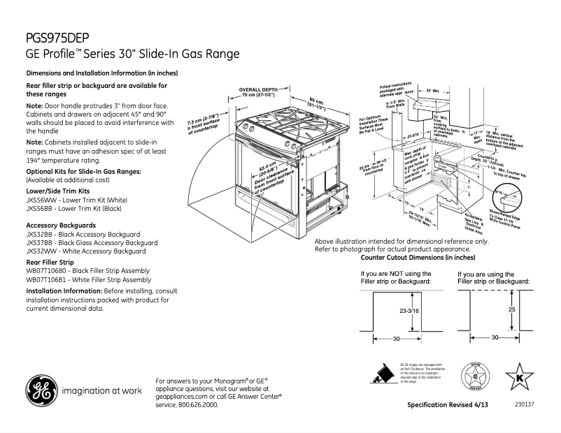 Image de la première page du manuel de l'appareil Profile PGS975DEPWW