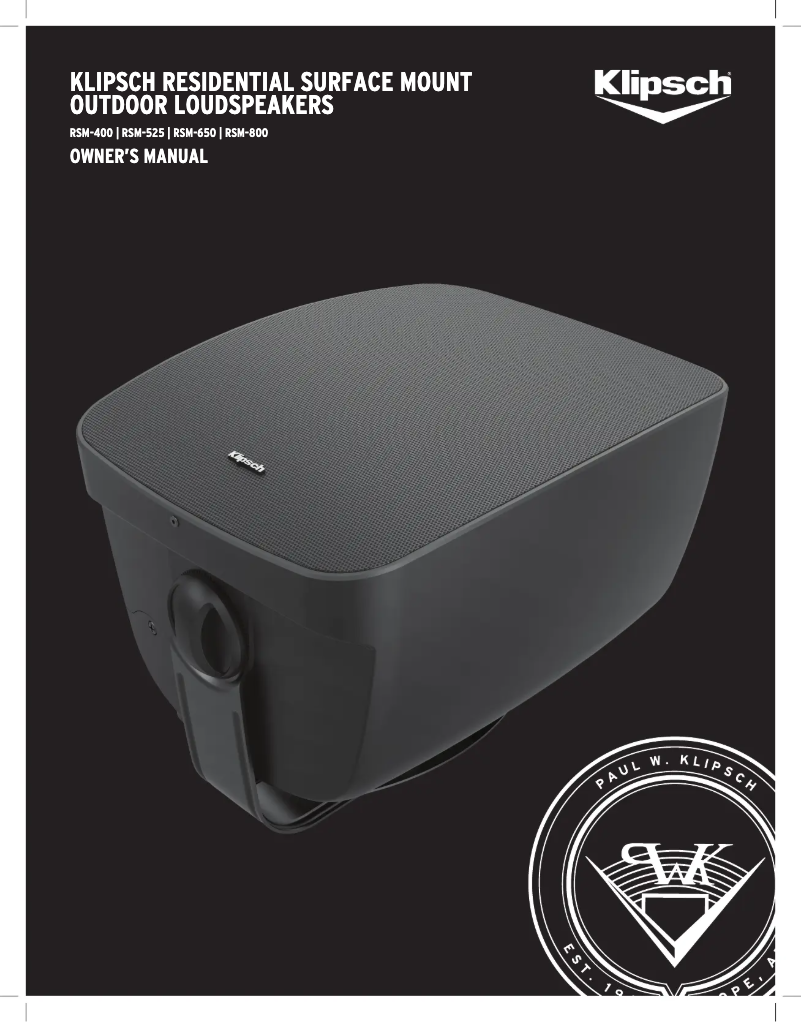 Page n°1 - Manuel utilisateur Klipsch RSM-400