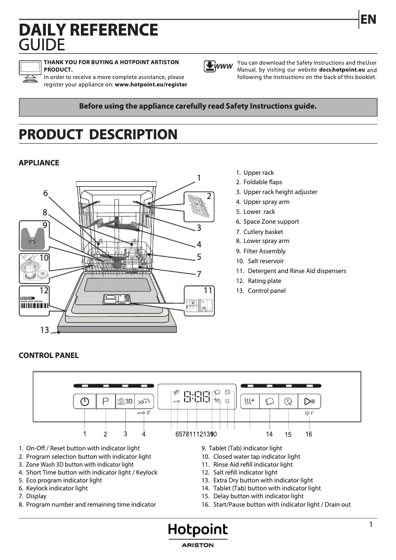 Page 1 of the manual User Manual Hotpoint HFO 3O32 CW X