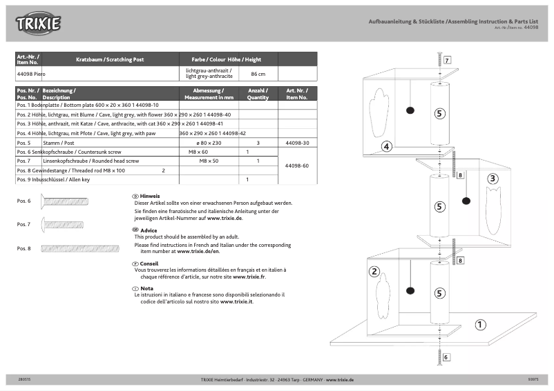 Página 1 del manual Manual de usuario Trixie Piero