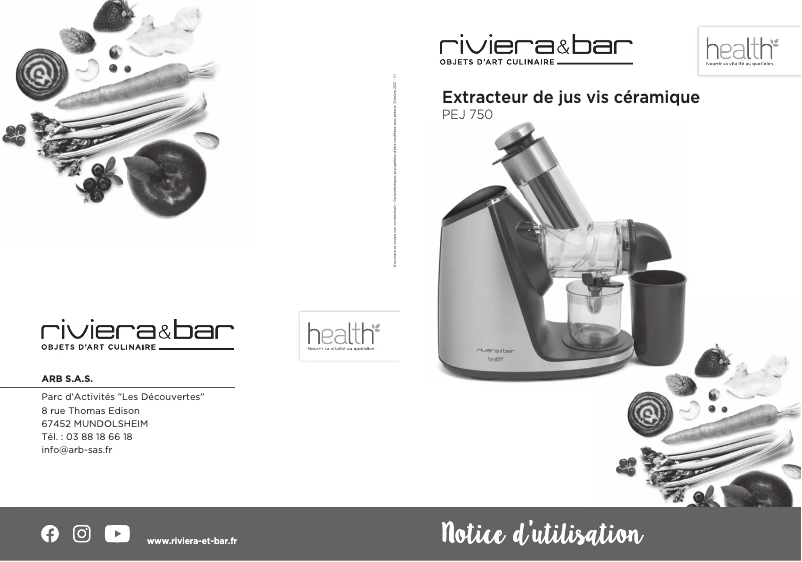 Page 1 de la notice Manuel utilisateur Riviera & Bar PEJ750