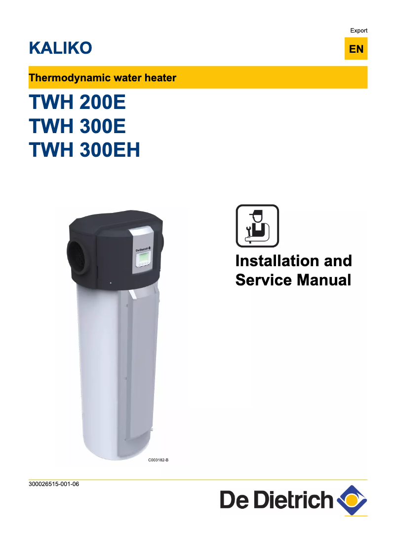 Page 1 de la notice Manuel utilisateur De Dietrich Kaliko TWH 200E