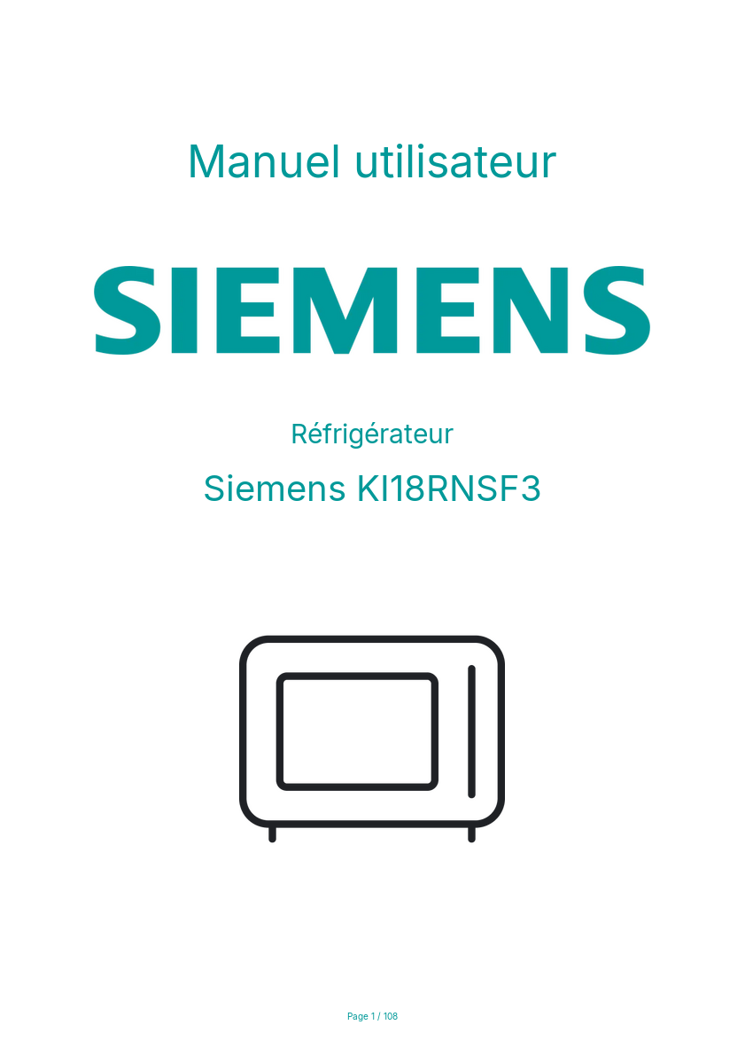 Page n°1 - Manuel utilisateur Siemens KI18RNSF3