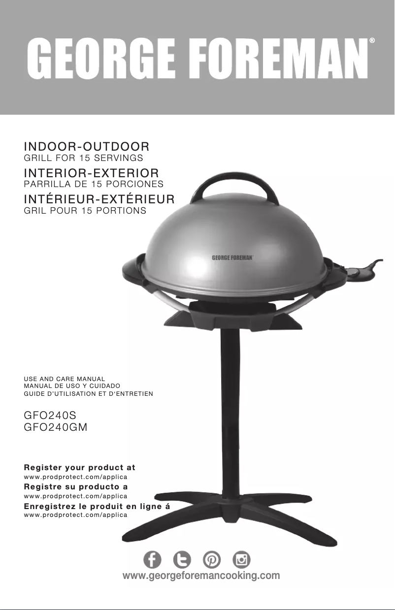 Page 1 de la notice Manuel utilisateur George Foreman GFO240S