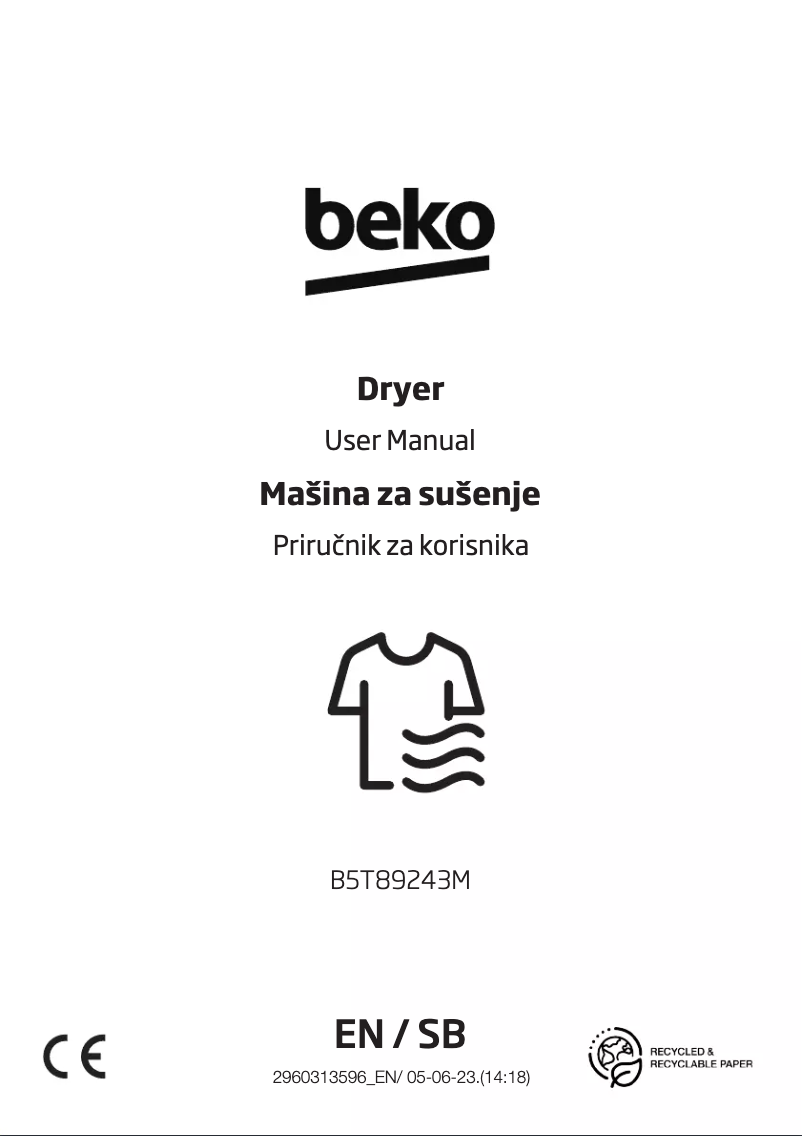 Page 1 de la notice Manuel utilisateur Beko B5T89243M