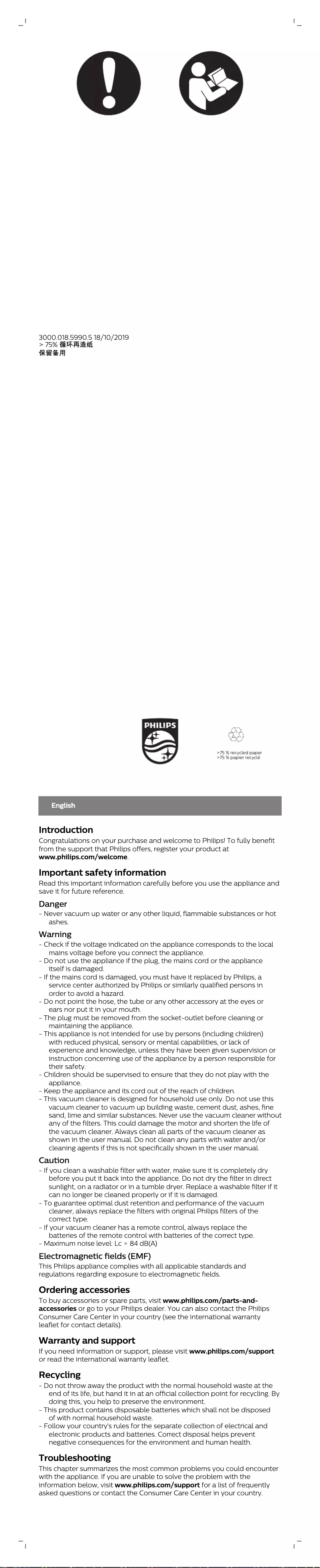 Page n°1 - Manuel utilisateur Philips PowerPro Active FC9588