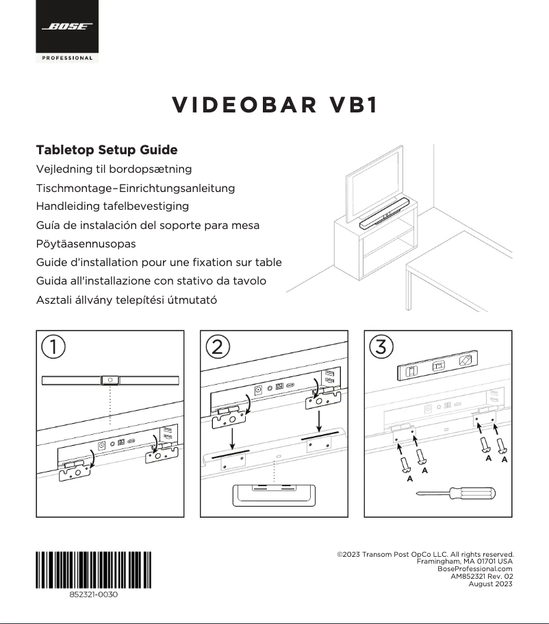 Página 1 del manual Guía de inicio rápido Bose Videobar VB1