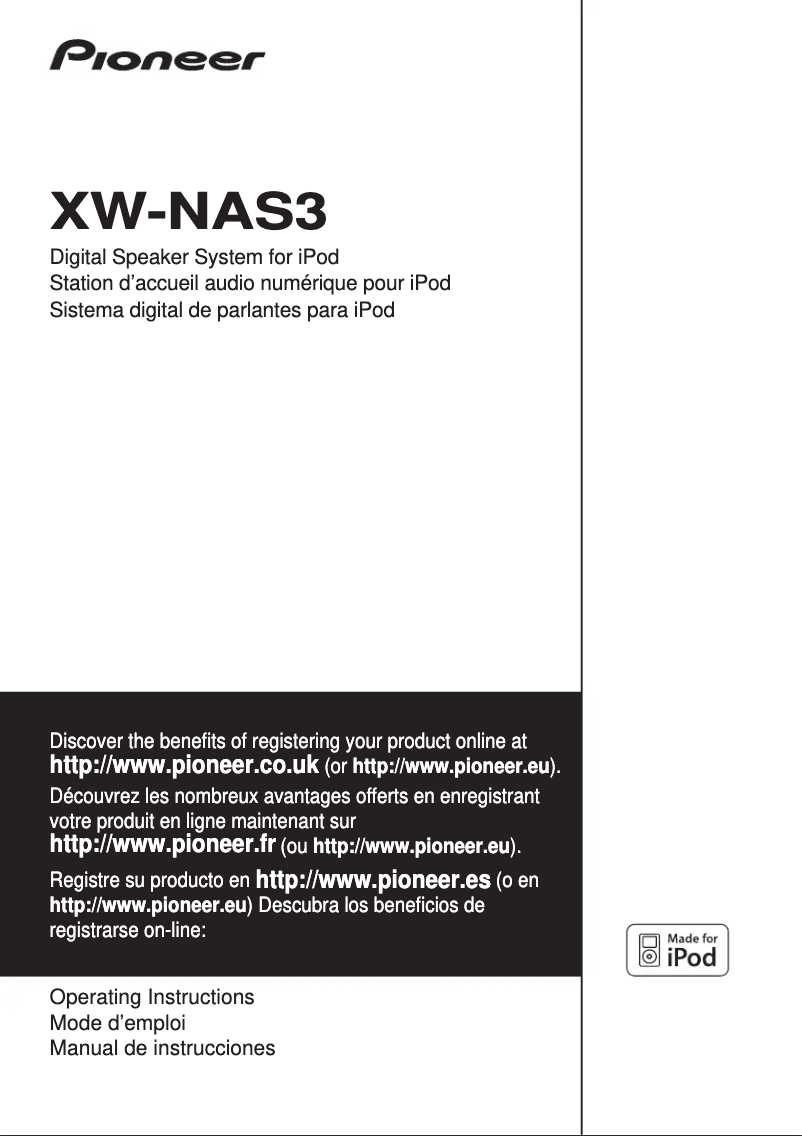 Page 1 de la notice Manuel utilisateur Pioneer XW-NAS3