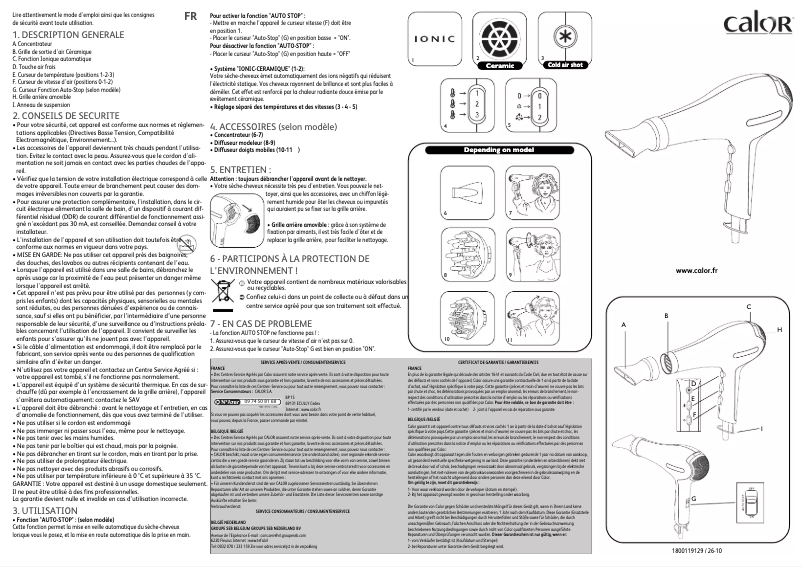Page 1 de la notice Manuel utilisateur Calor Auto-Stop CV8549