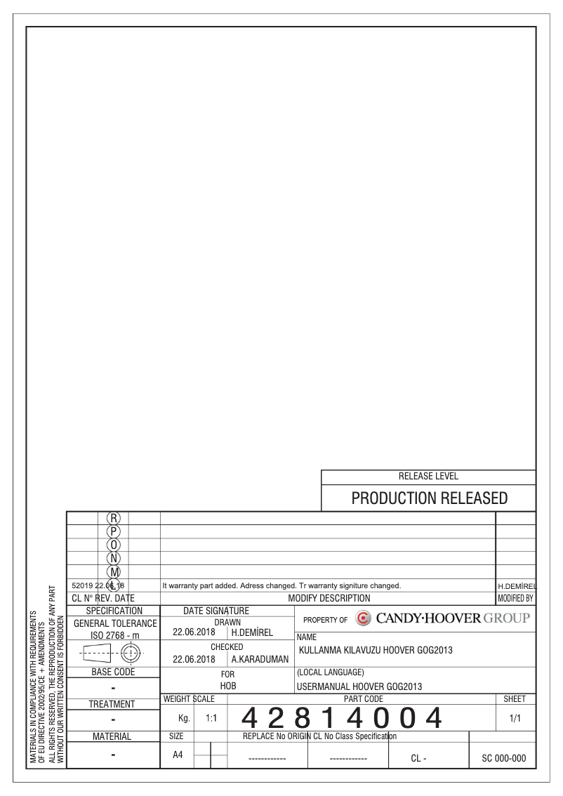 Page n°1 - Manuel utilisateur Hoover HGV64SMCB