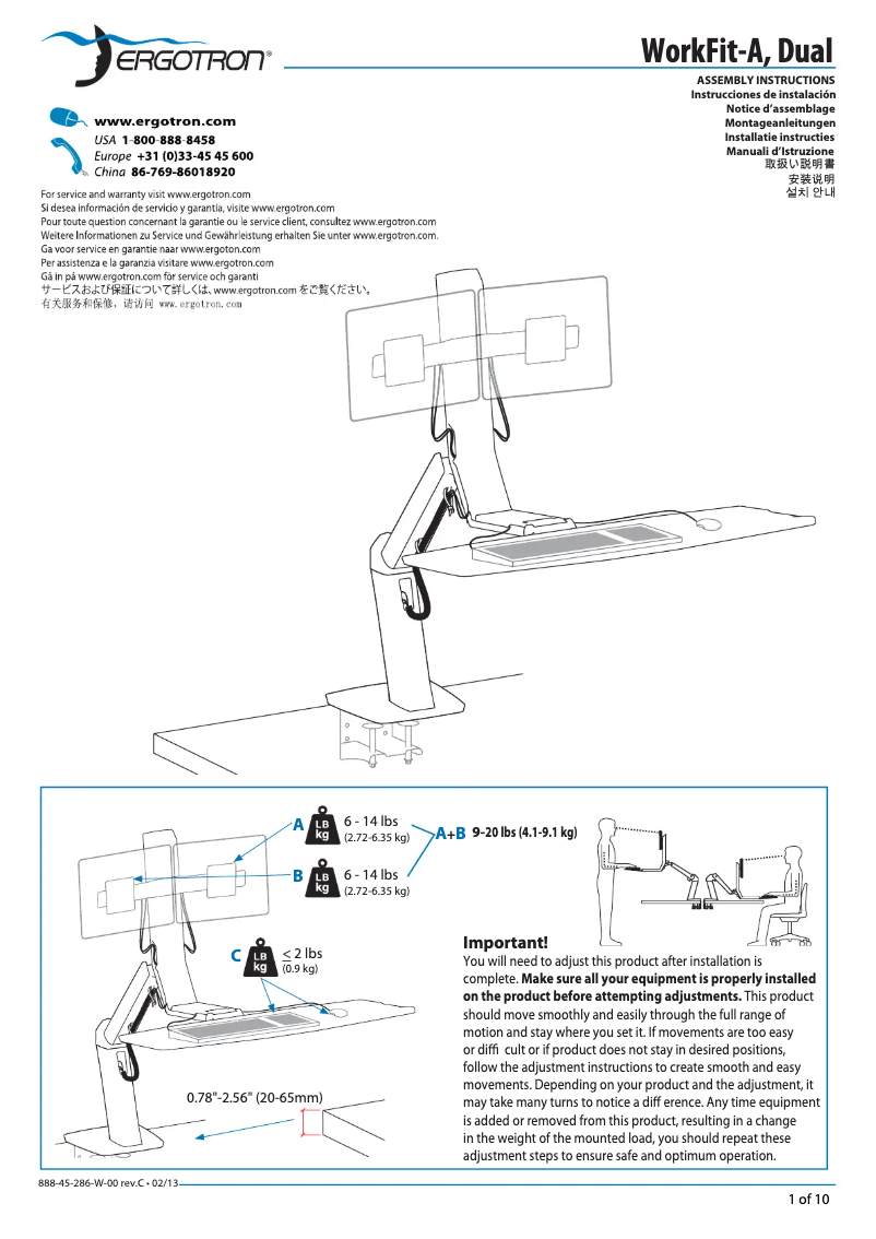 Página 1 del manual Manual de usuario Ergotron WorkFit-A Dual