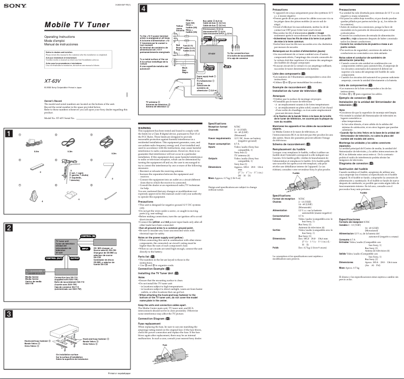 Imagen de la primera página del manual del dispositivo XT-63V