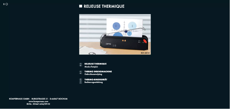 Page 1 de la notice Manuel utilisateur Lervia KH 4414