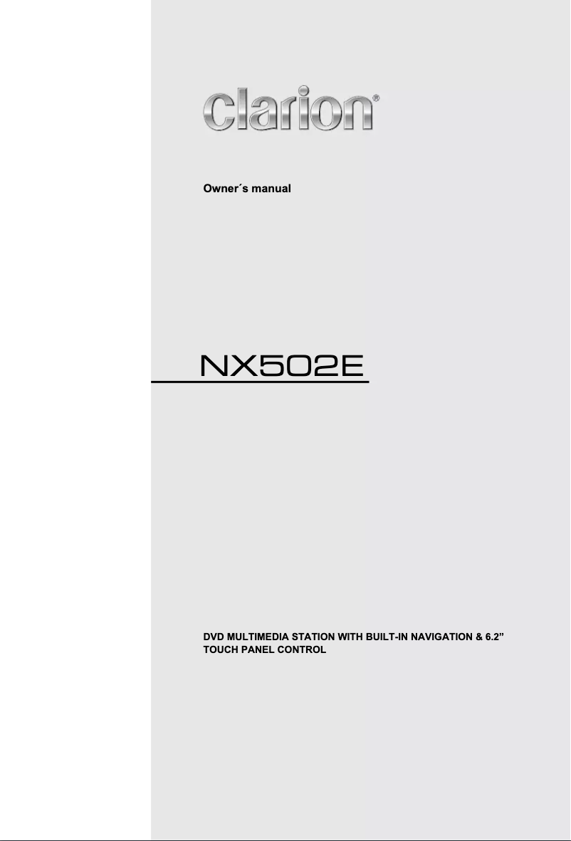 Page n°1 - Manuel utilisateur Clarion NX502E