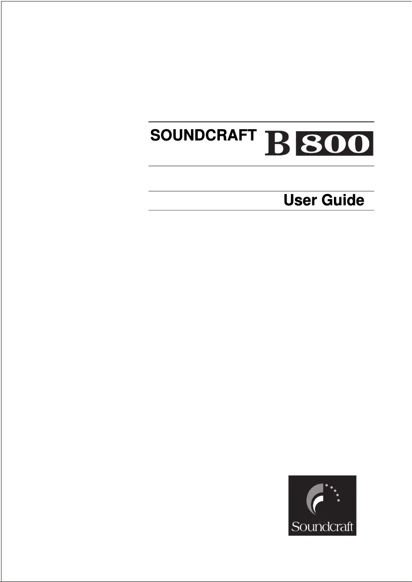 Page n°1 - Manuel utilisateur Soundcraft B800