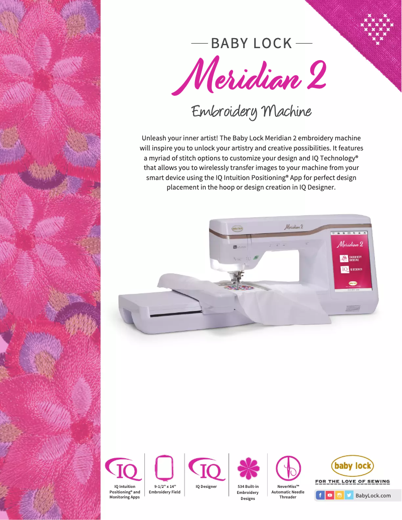 Page n°1 - Fiche technique Baby Lock Meridian 2 BLMA2