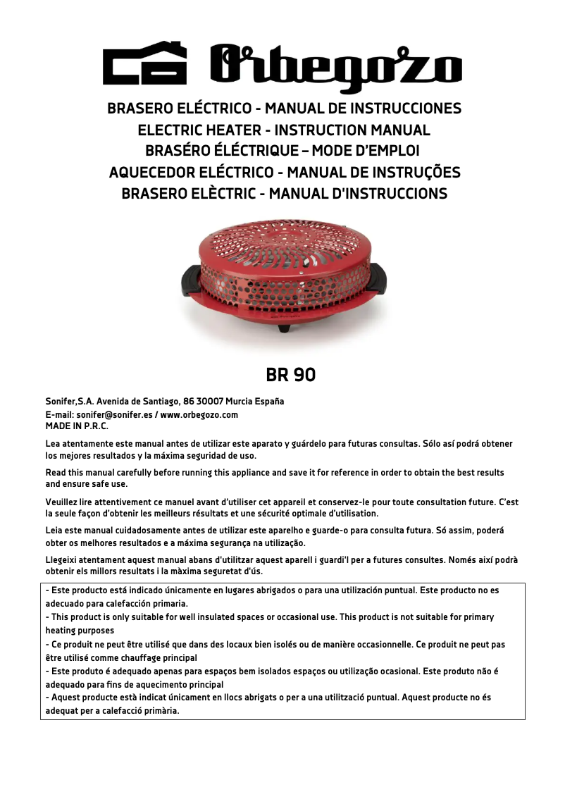 Page 1 de la notice Manuel utilisateur Orbegozo BR 90