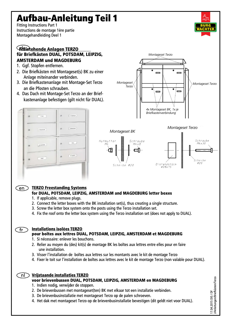 Página 1 del manual Manual de usuario Burg Wächter .DUAL-FRONT Ni 1 BK