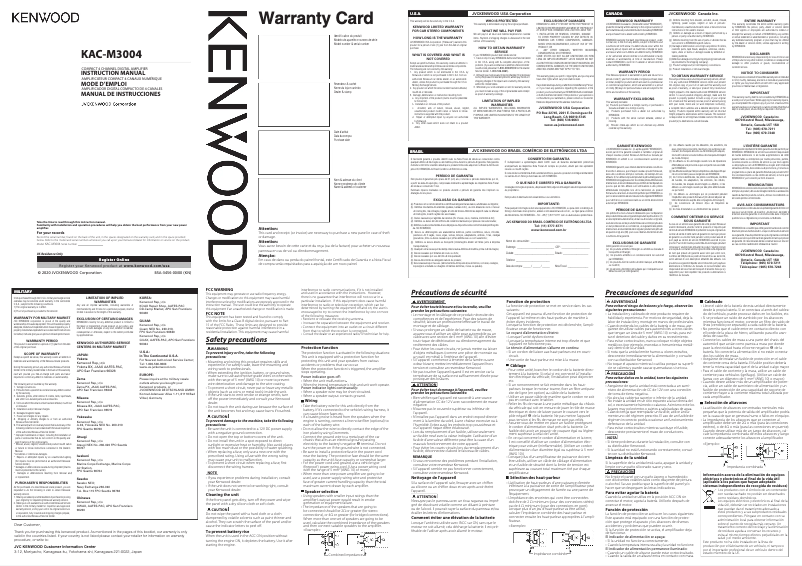 Page 1 de la notice Manuel utilisateur Kenwood KAC-M3004