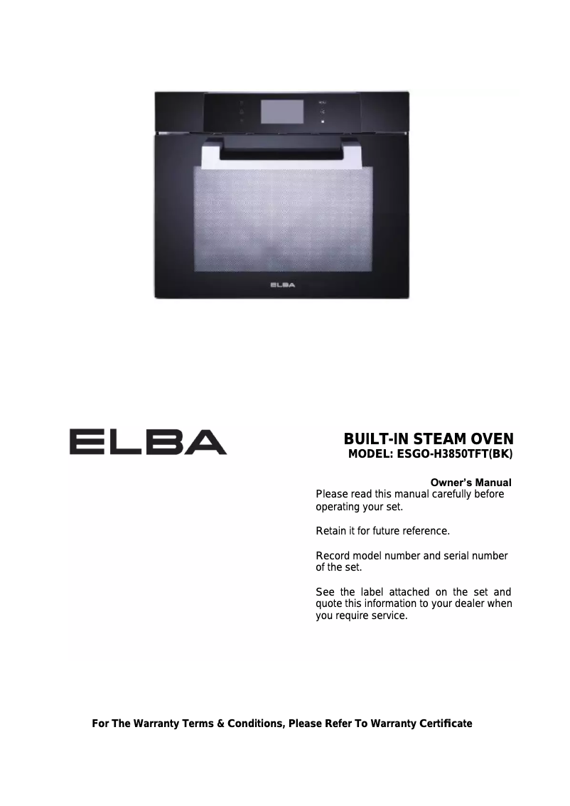 Image de la première page du manuel de l'appareil ESGO-H3850TFT(BK)