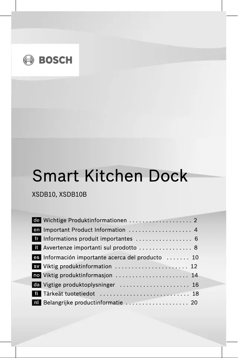 Image de la première page du manuel de l'appareil Smart Kitchen Dock XSDB10