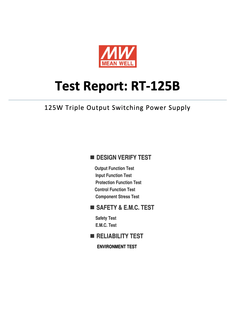 Page n°1 - Fiche technique Mean Well RT-125B