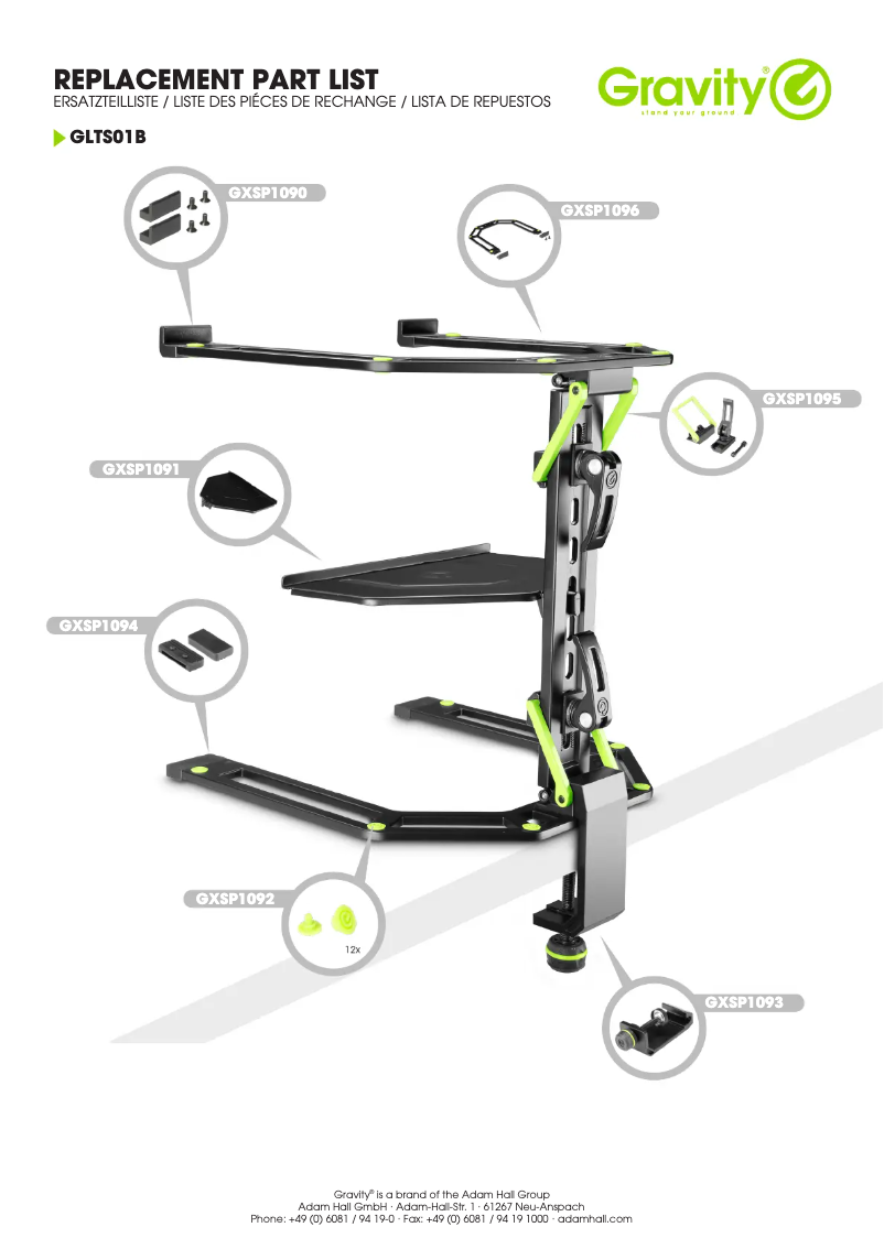 Page 1 de la notice Fiche technique Gravity LTS 01 B