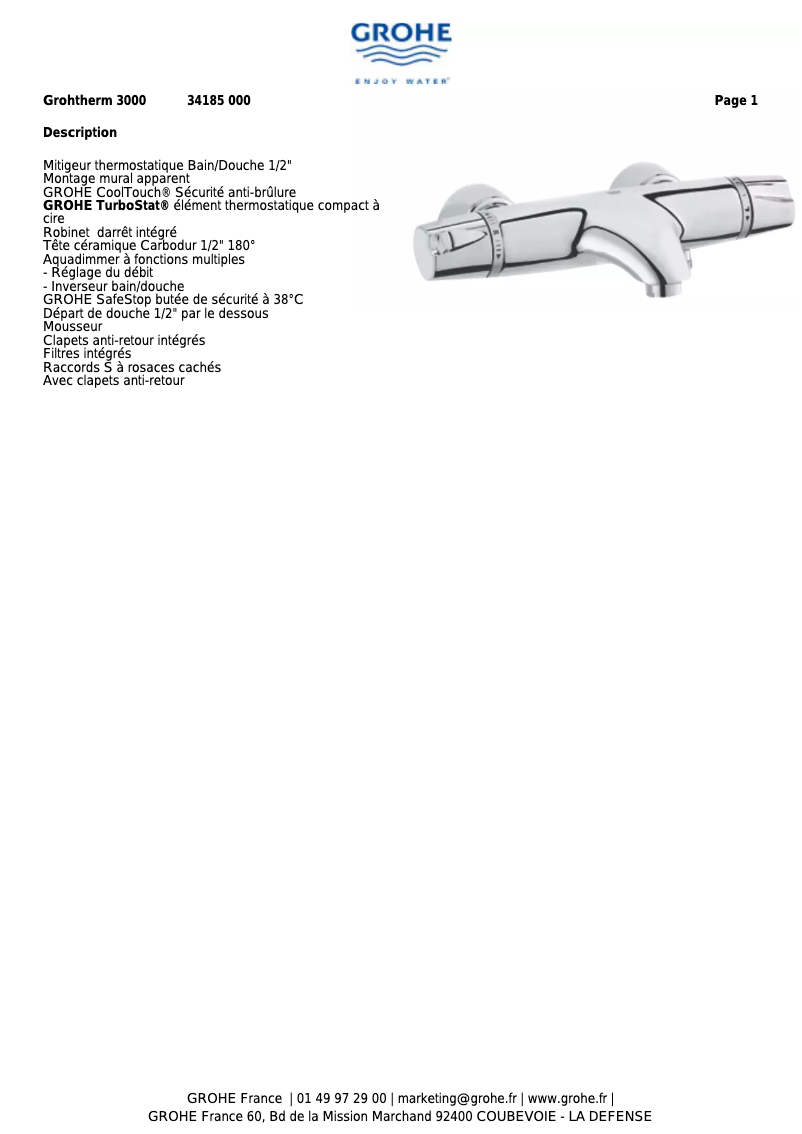 Image de la première page du manuel de l'appareil Grohtherm 3000