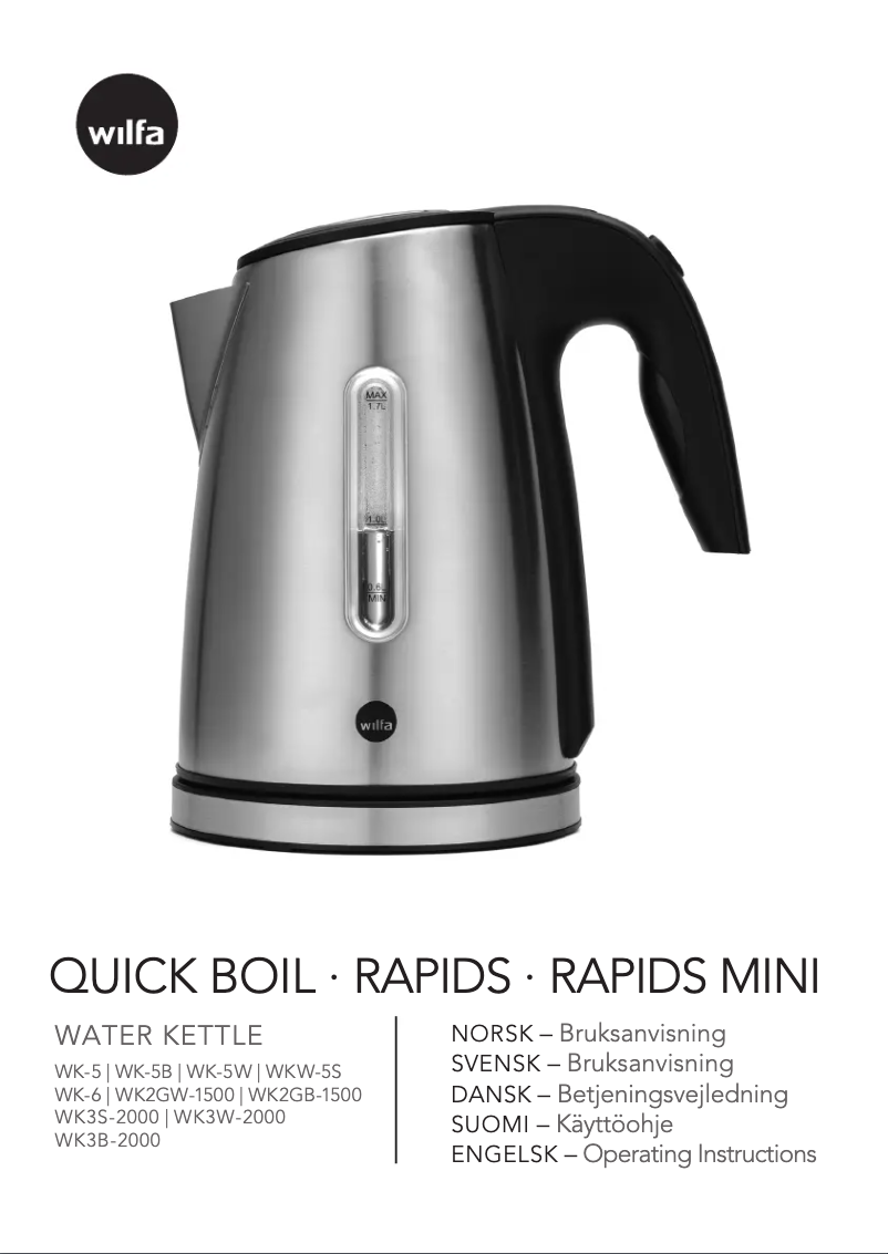 Page 1 de la notice Fiche technique Wilfa RAPIDS WK3S-2000