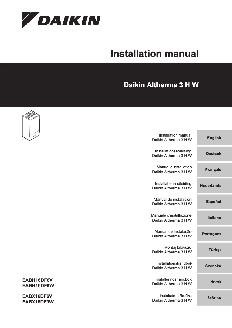 Page n°1 - Guide d'installation Daikin EABH16DF6V