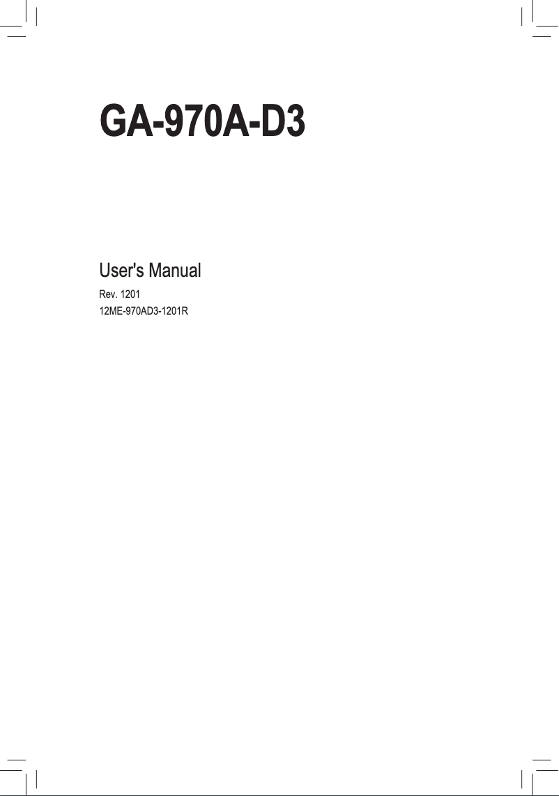Page n°1 - Manuel utilisateur Gigabyte GA-970A-D3