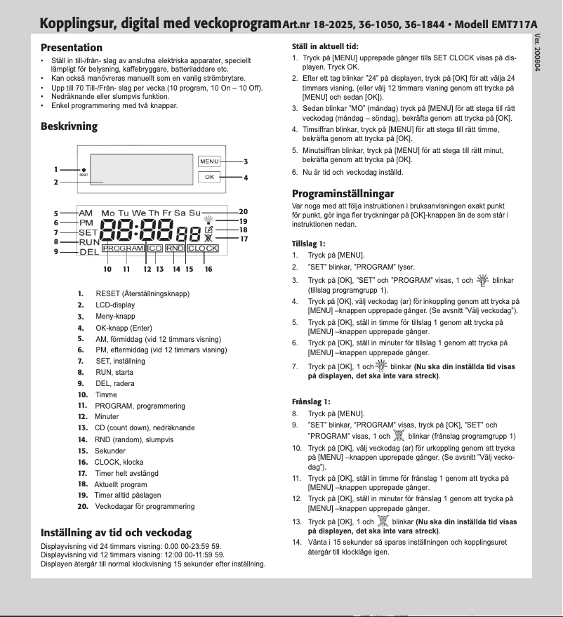 Page n°1 - Manuel utilisateur GAO EMT717A