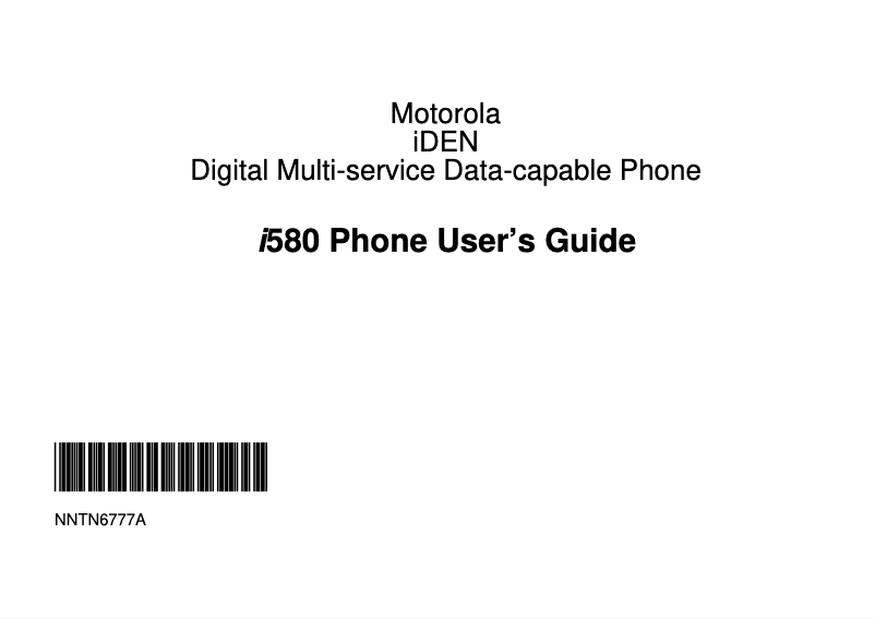 Page n°1 - Manuel utilisateur Motorola i580