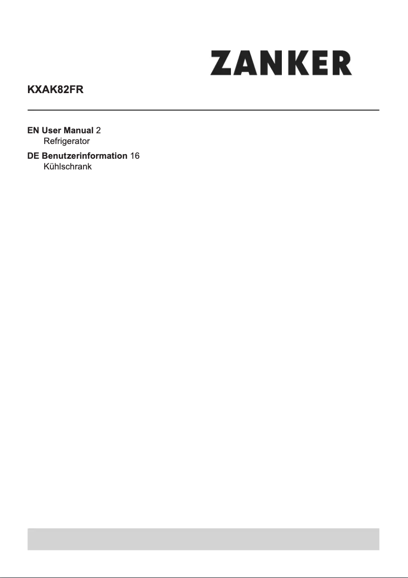 Page 1 de la notice Manuel utilisateur Zanker KXAK82FR