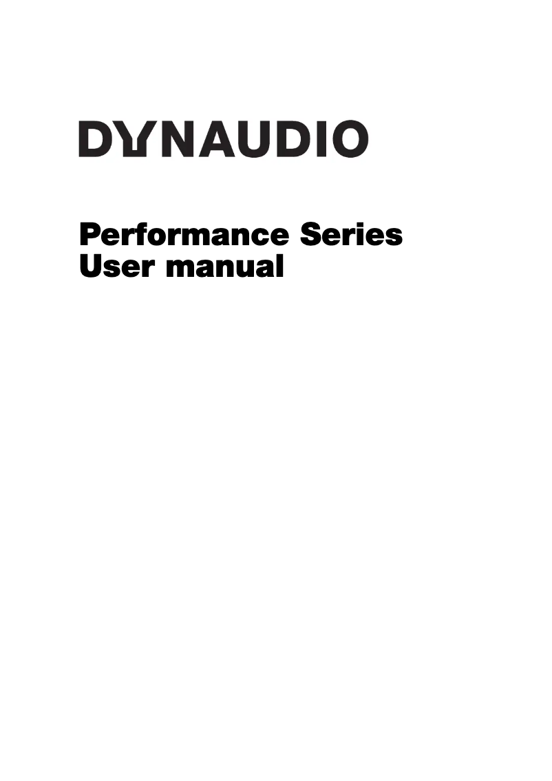 Page n°1 - Manuel utilisateur Dynaudio Performance P4-W65