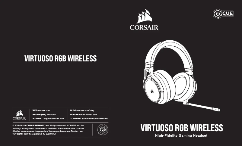 Page 1 de la notice Guide de démarrage rapide Corsair Virtuoso RGB Wireless