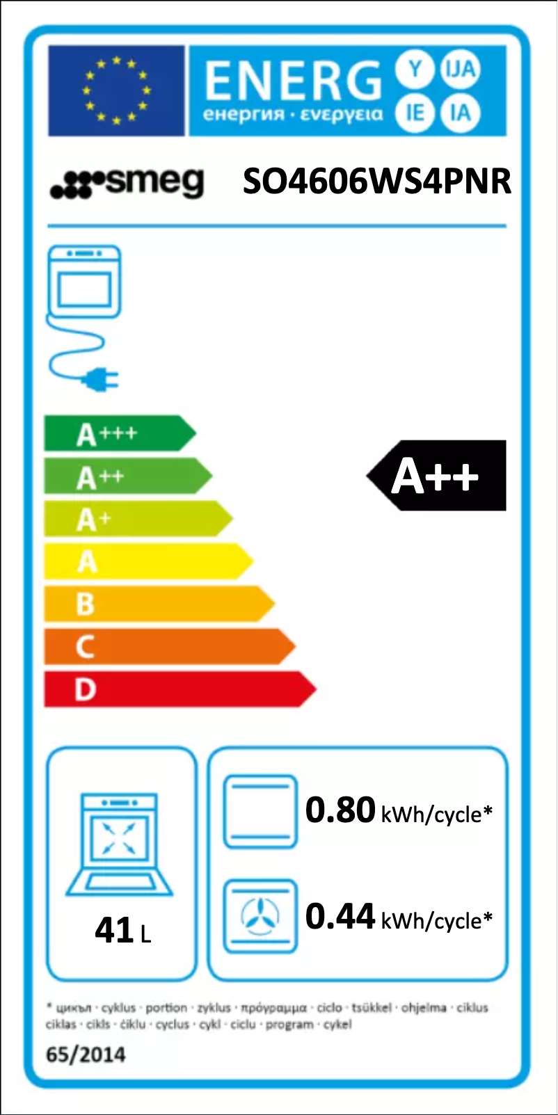 Page n°1 - Label énergétique Smeg SO4606WS4PNR