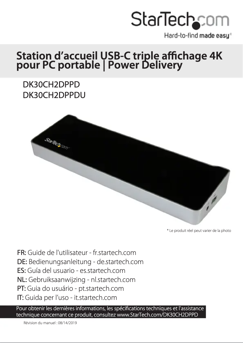 Page n°1 - Manuel utilisateur StarTech.com DK30CH2DPPD
