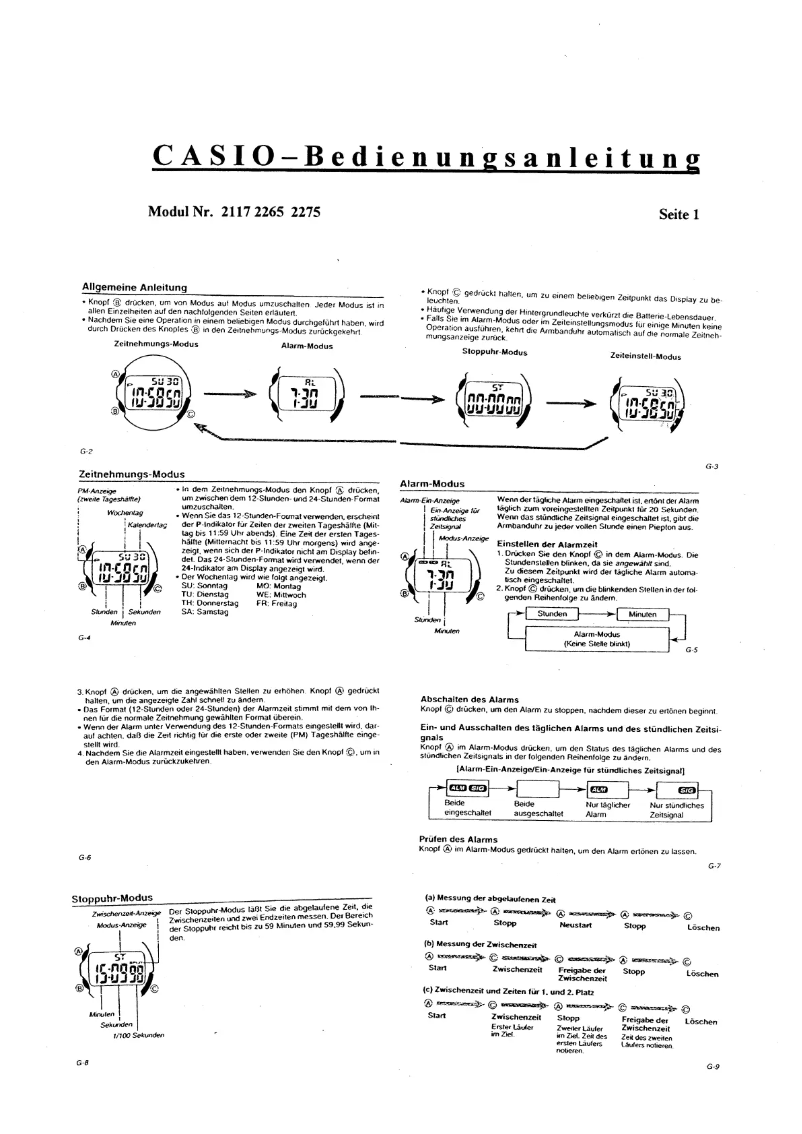 Page n°1 - Manuel utilisateur Casio 2275
