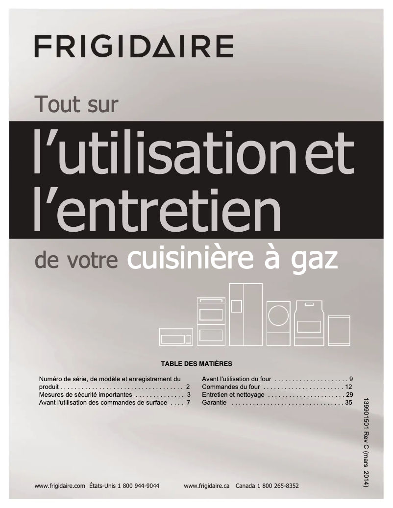 Page 1 de la notice Manuel utilisateur Frigidaire FGGS3065PW