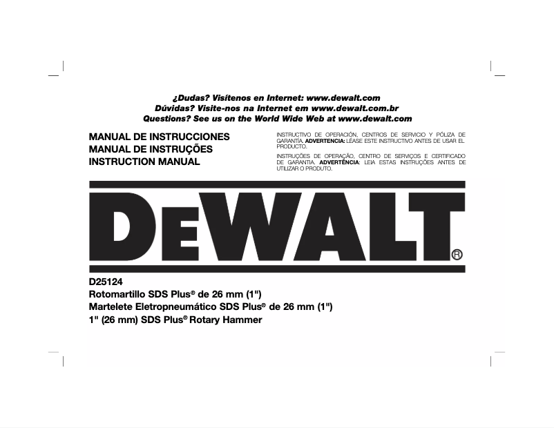 Page n°1 - Manuel utilisateur DeWalt D25124